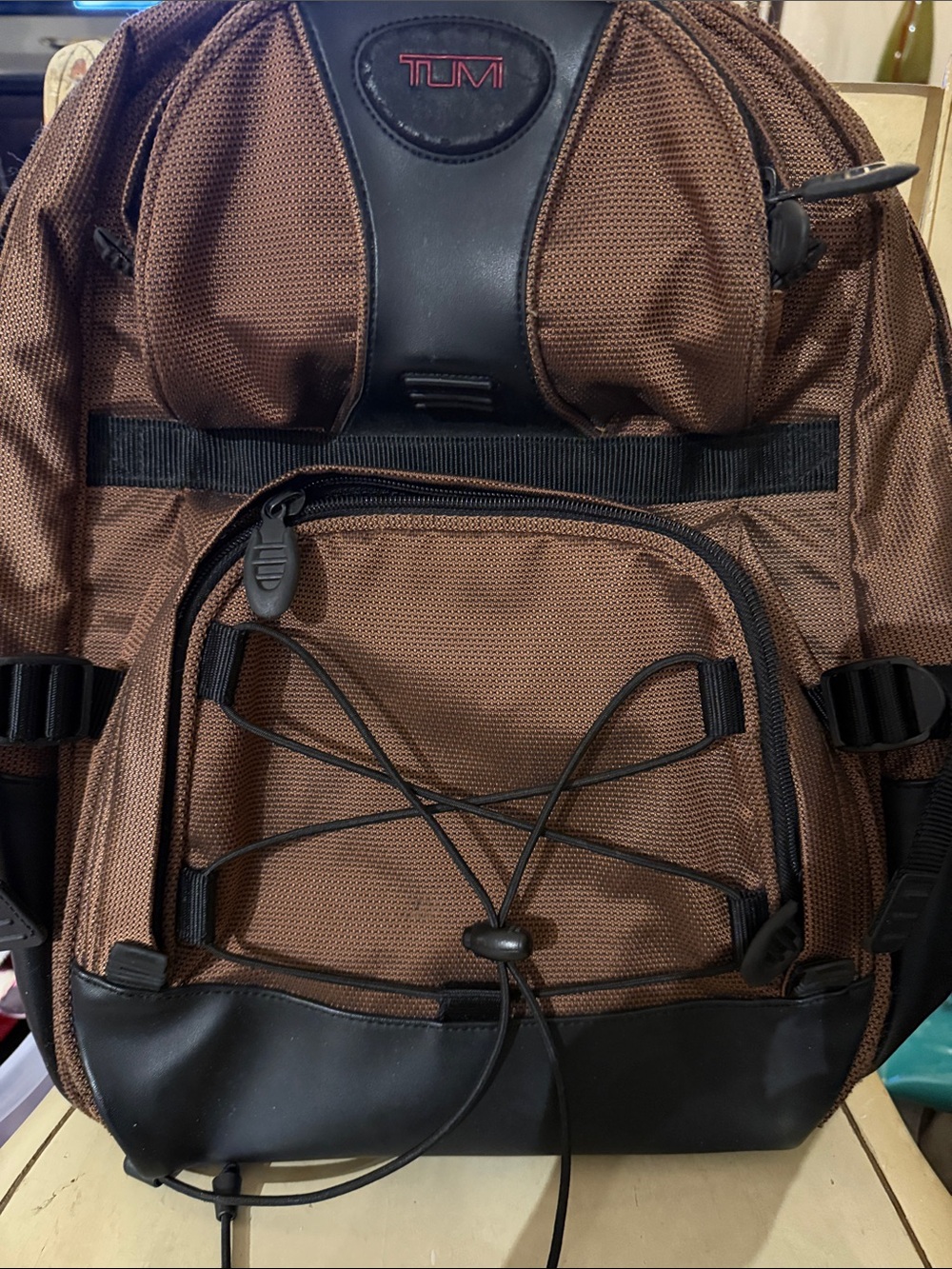 Tumi Brown and Black Men's Backpack with Front Bungee
